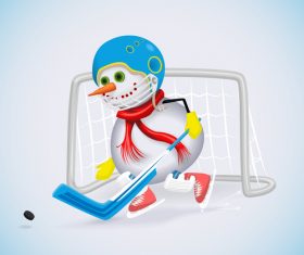 Snowman with ice hockey vectors 02