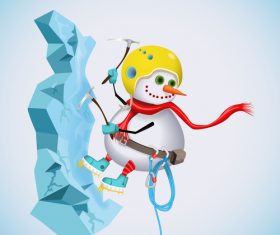 Snowman with mountaineering vectors