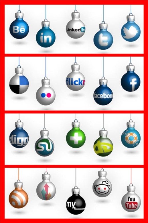 Social Medi Christmas Balls vector set