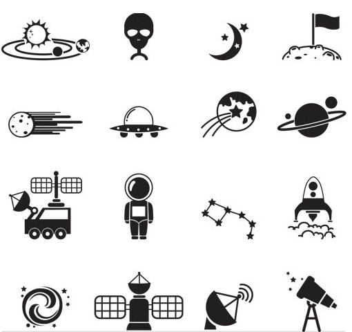 Space Black Icons vectors material