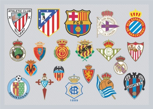 Spanish Football Team Logos shiny vector