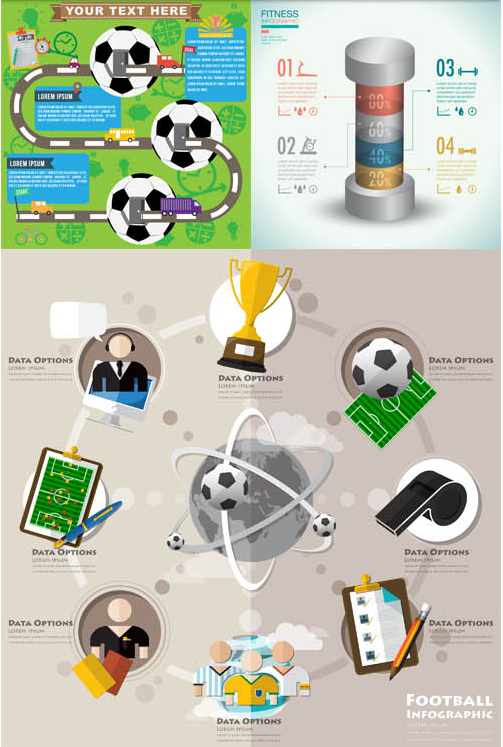 Sport Infographics Backgrounds vector set