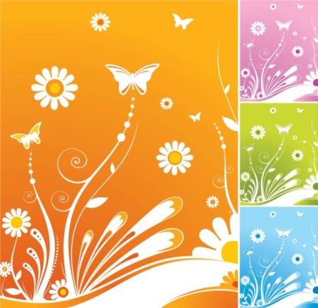 Spring Flowers Butterfly vectors material