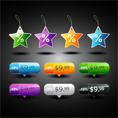 Star sale tags Free vector design