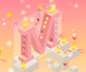 Stereo breathable letter E vector