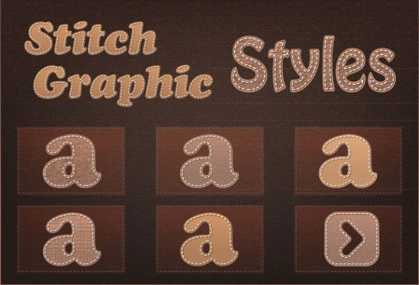 Stitch style alphabet set vector