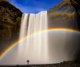 Stock Photo Admire the beautiful waterfall people