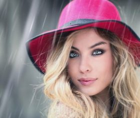 Stock Photo Woman with golden curly make-up