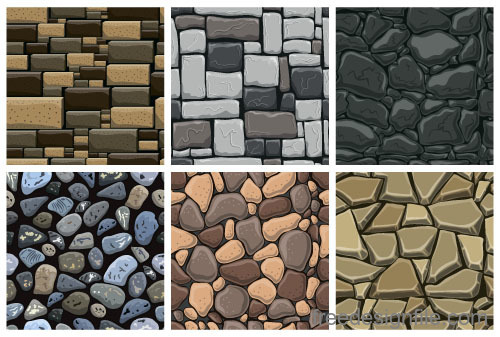 Stone wall textured background vectors set 05