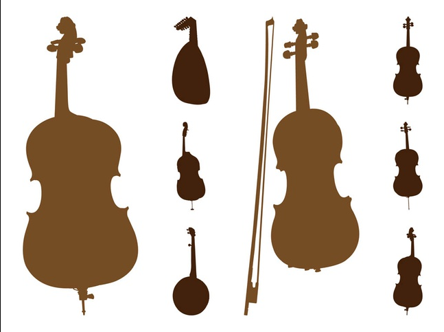 String Instruments Silhouettes art creative vector