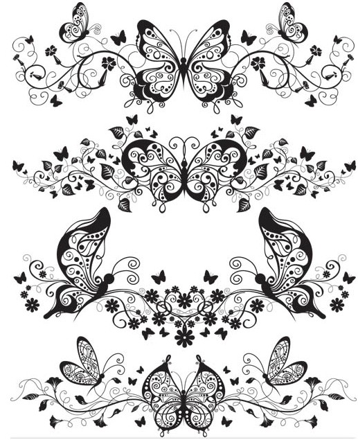 Stylish Butterflies Ornaments vectors graphics