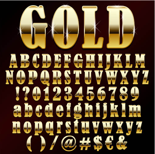 Stylish Gold Alphabets vector