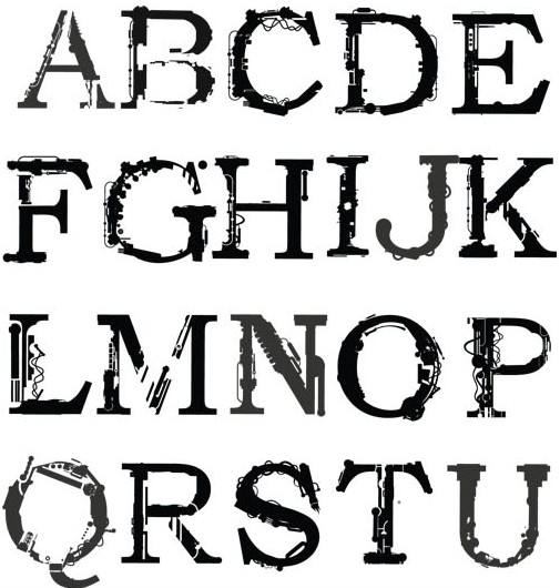 Stylish Grunge Alphabet vector