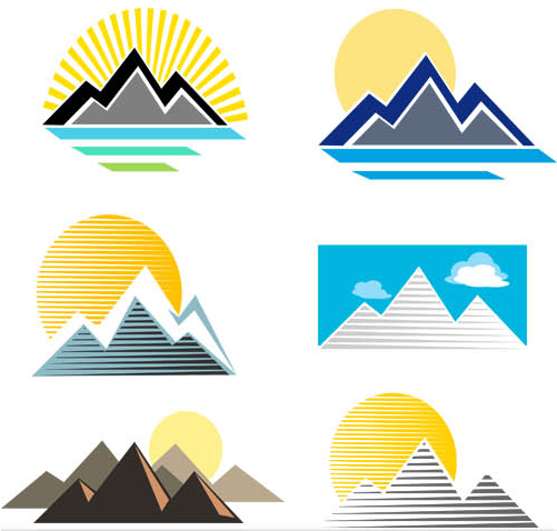 Stylish Mountains Logo 3 vector