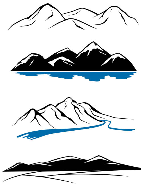 Stylish Mountains Logo 4 vectors material