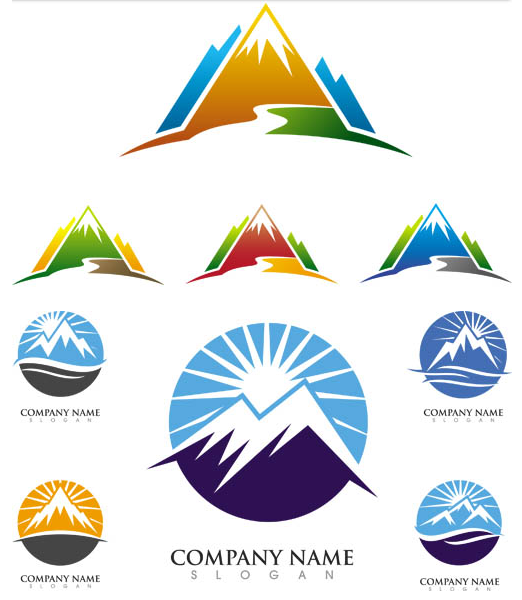 Stylish Mountains Logo 5 design vector