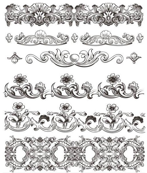 Stylish Ornamental Borders 19 set vector