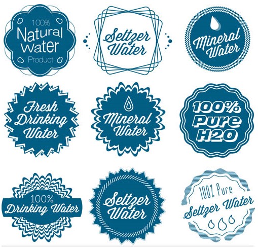 Stylish Water Labels vectors graphic