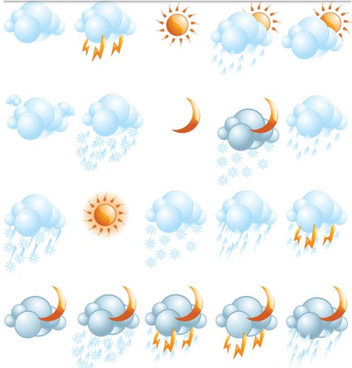 Stylish Weather Icons vectors graphics