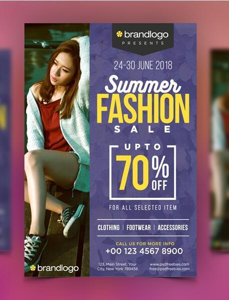 Summer Fashion Sale Poster PSD Template