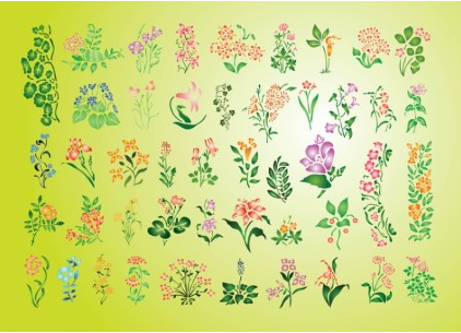 Summer Flowers graphic set vector