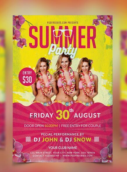 Summer Music Party Flyer PSD Template