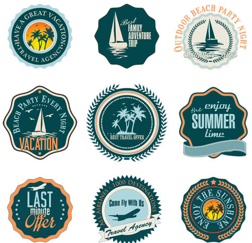 Summer Travel Labels vector set