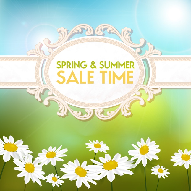 Summer and spring sale background set vector