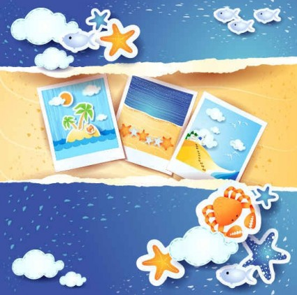 Summer beach background set vector