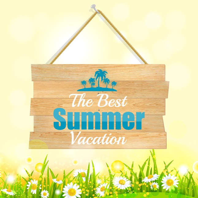 Summer wooden sign vector