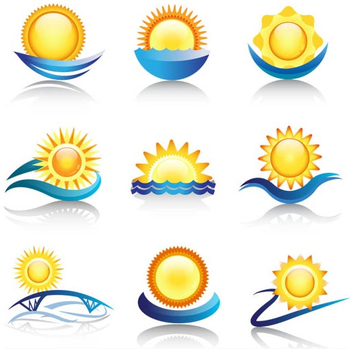 Sun Water Logotypes set vector