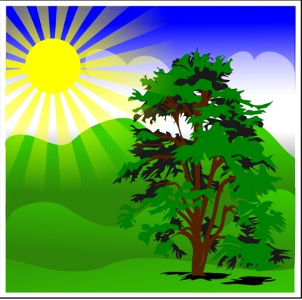 Sunny Spring With Blue Sky clip art vector