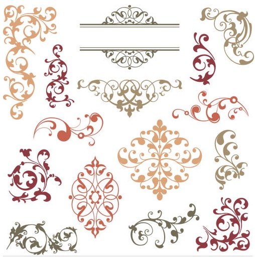 Swirl Floral Ornaments vector graphics