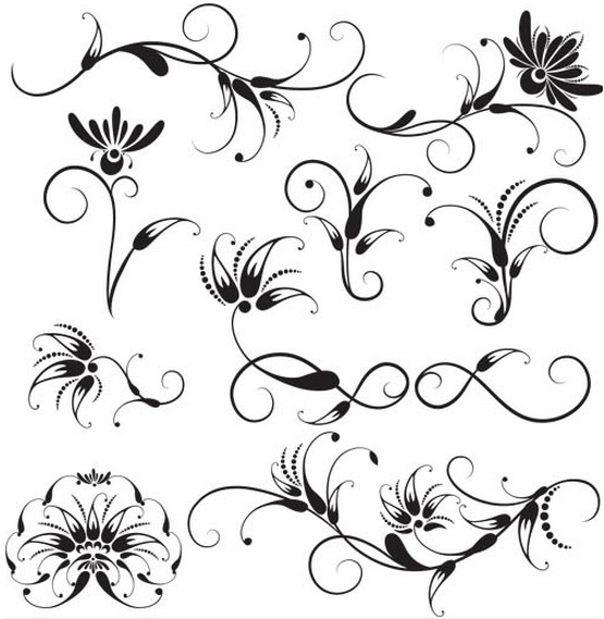 Swirl Floral Ornaments vector free download