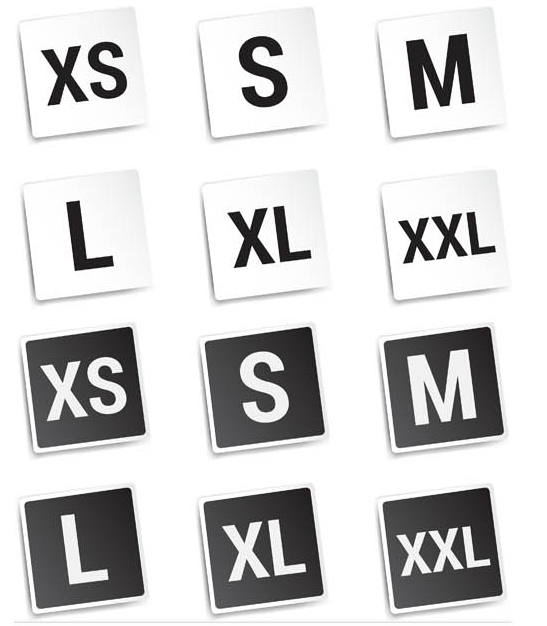 Tags and Stickers with Size vectors