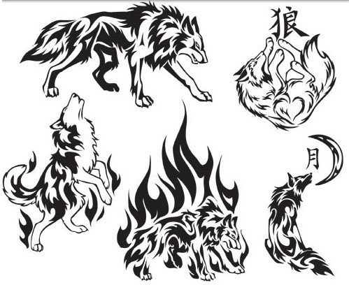 Tattoo wolf graphic vector