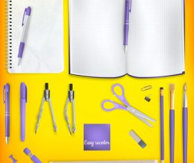 Teaching equipment with colored backgrounds vector 01