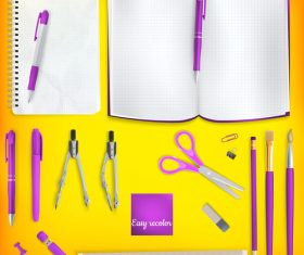 Teaching equipment with colored backgrounds vector 02