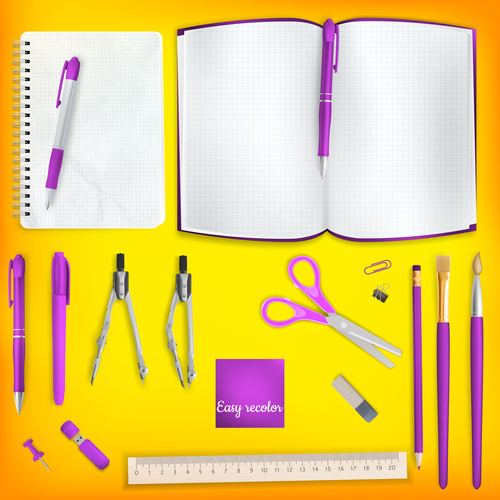 Teaching equipment with colored backgrounds vector 02