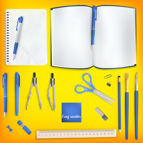 Teaching equipment with colored backgrounds vector 03
