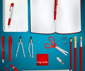 Teaching equipment with colored backgrounds vector 05