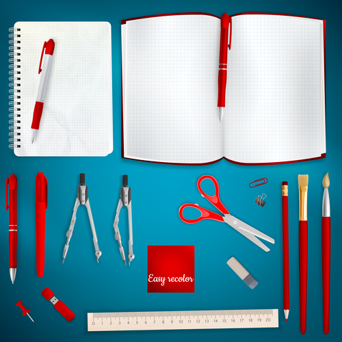 Teaching equipment with colored backgrounds vector 05