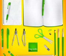 Teaching equipment with colored backgrounds vector 07