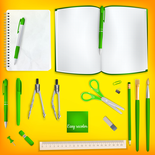 Teaching equipment with colored backgrounds vector 07