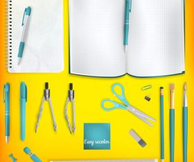 Teaching equipment with colored backgrounds vector 08