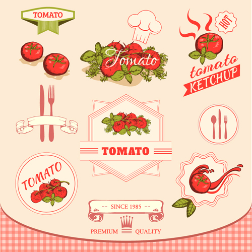 Tomato labels design vectors