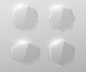 Transparent glass labels vector set 04