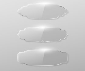 Transparent glass labels vector set 06