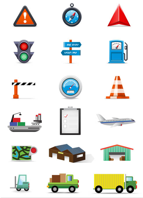 Transportation Color Icons Set vector
