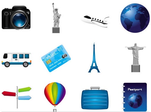 Travel Icons free set vector